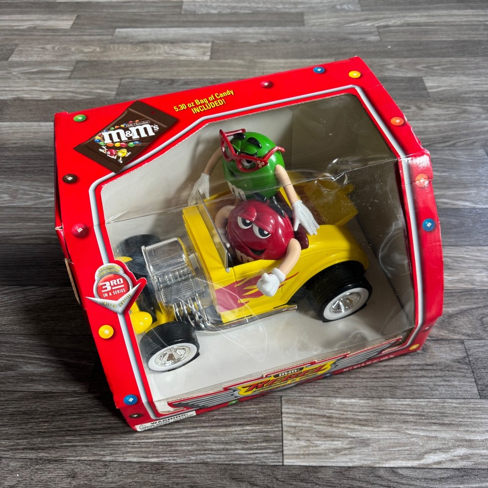 M&M's Rebel Without a Clue Candy Dispenser Yellow Hot Rod Red Green 3rd Series